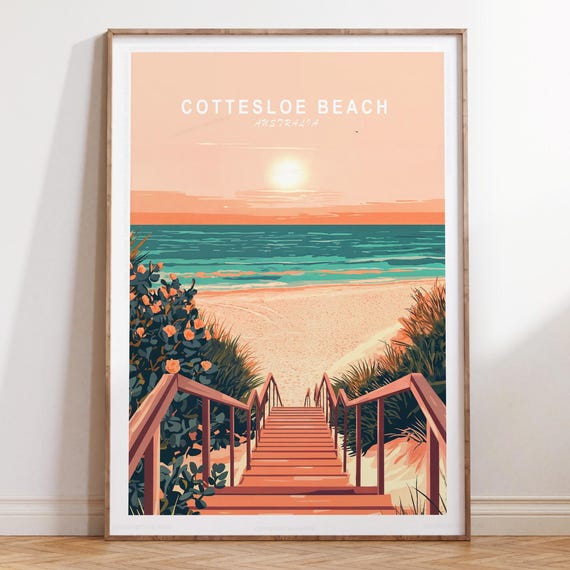 Cottesloe Wall Art Print Australia Travel Poster Minimalist Birthday Gifts