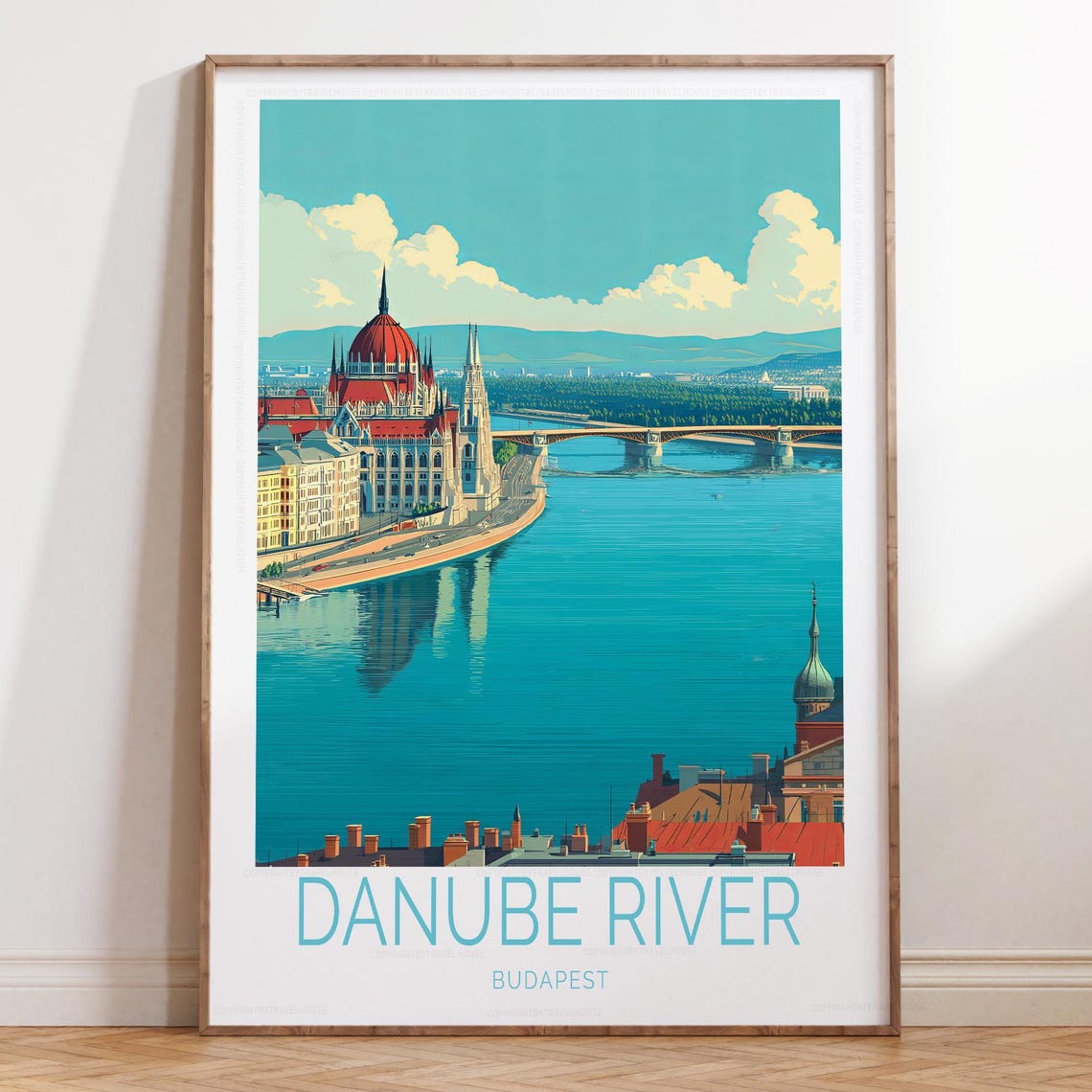 Budapest Danube River Parliament Landmark Close-Up Travel Poster