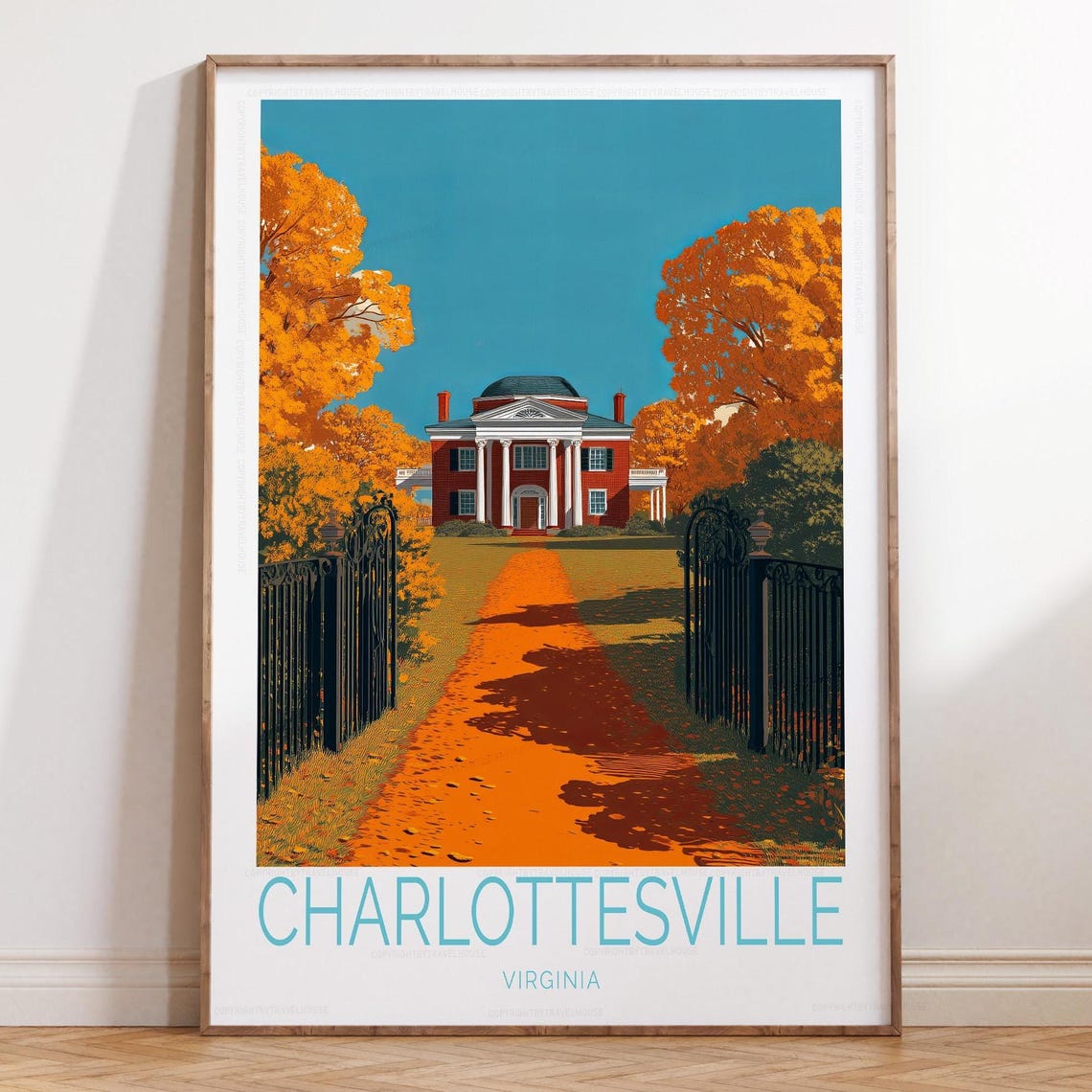 Charlottesville Virginia Rotunda Framed By Golden Fall Trees Poster