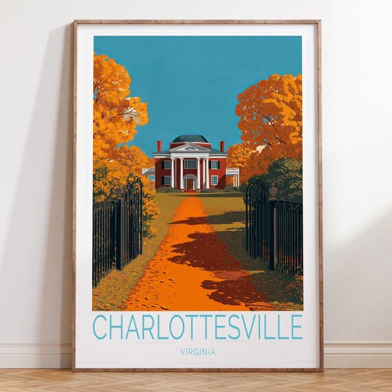Charlottesville Virginia Rotunda Framed By Golden Fall Trees Poster