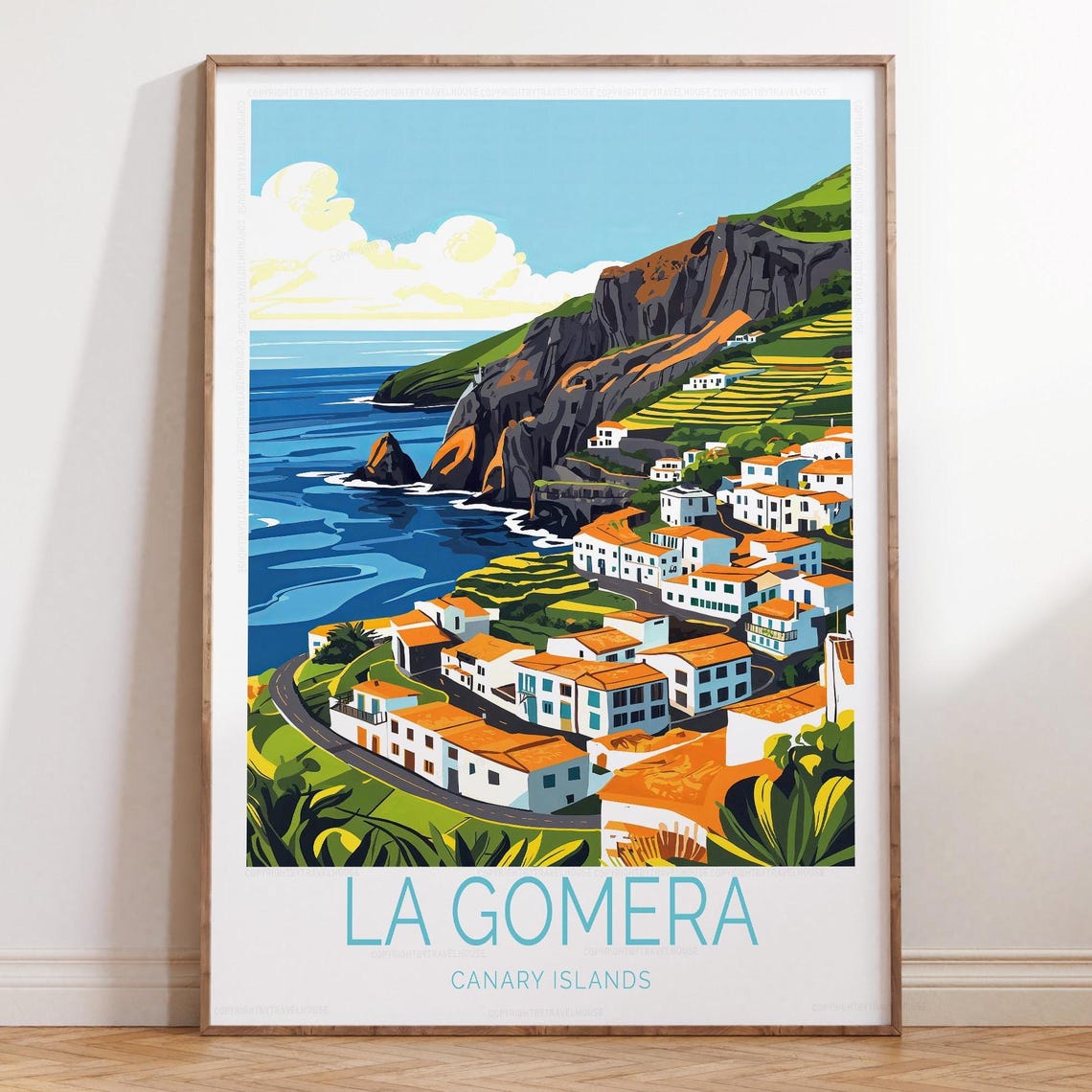 Beautiful La Gomera Canary Islands Cliffs Coast Village Poster