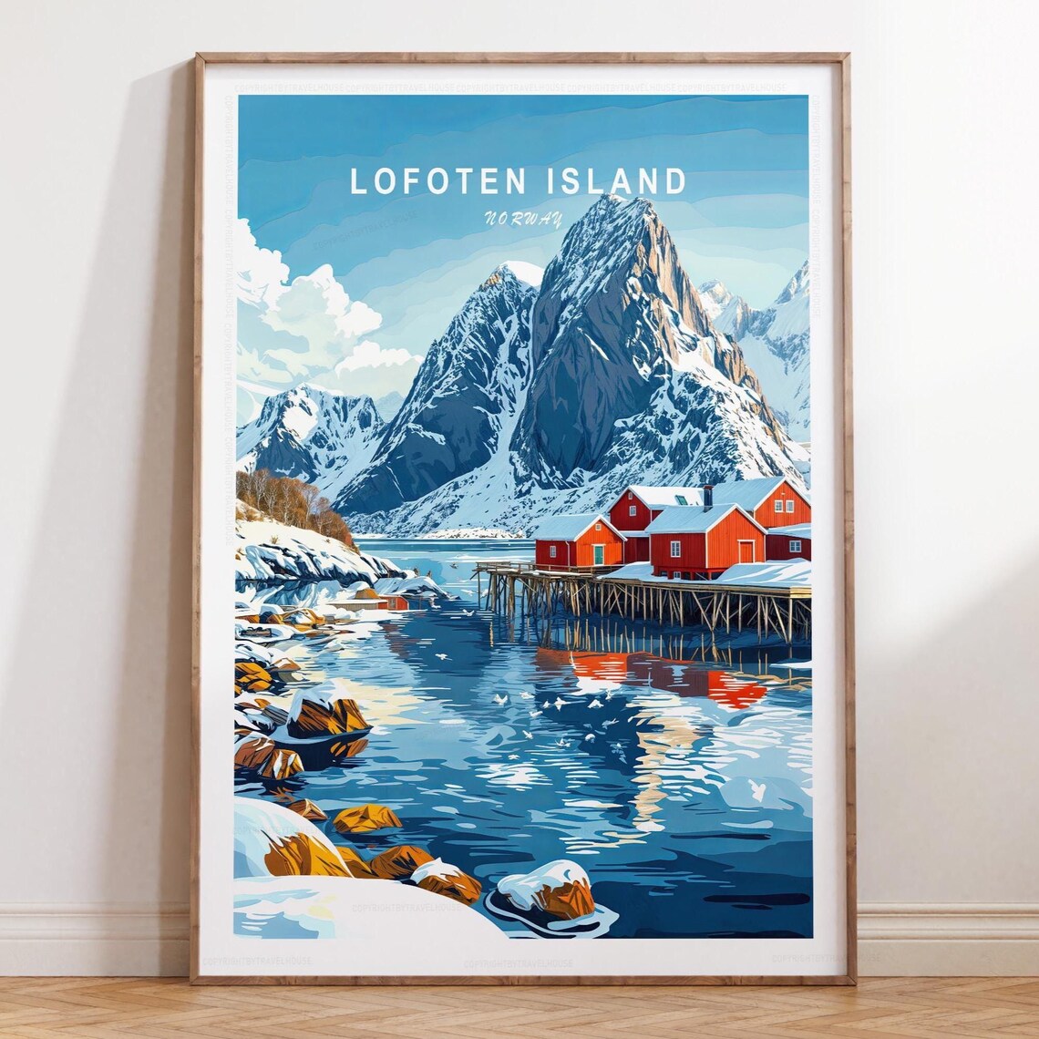 Lofoten Island Norway Arctic Winter Daytime Fjord Scene Poster
