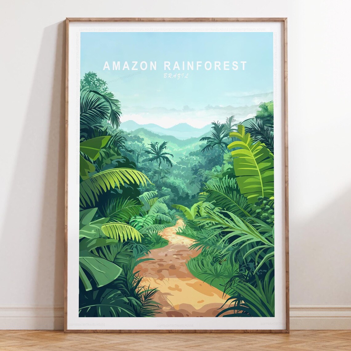Amazon Rainforest Travel Poster Brazil Wall Art Print Minimalist