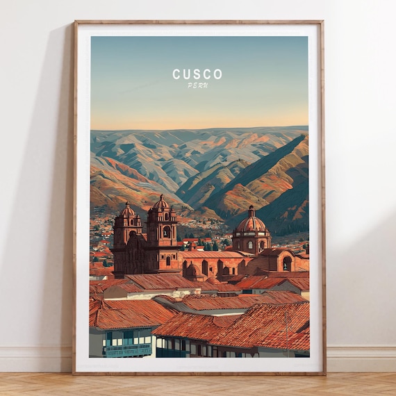 Cusco Peru Old Town Rooftops And Andes Peaks Golden Hour Travel Poster