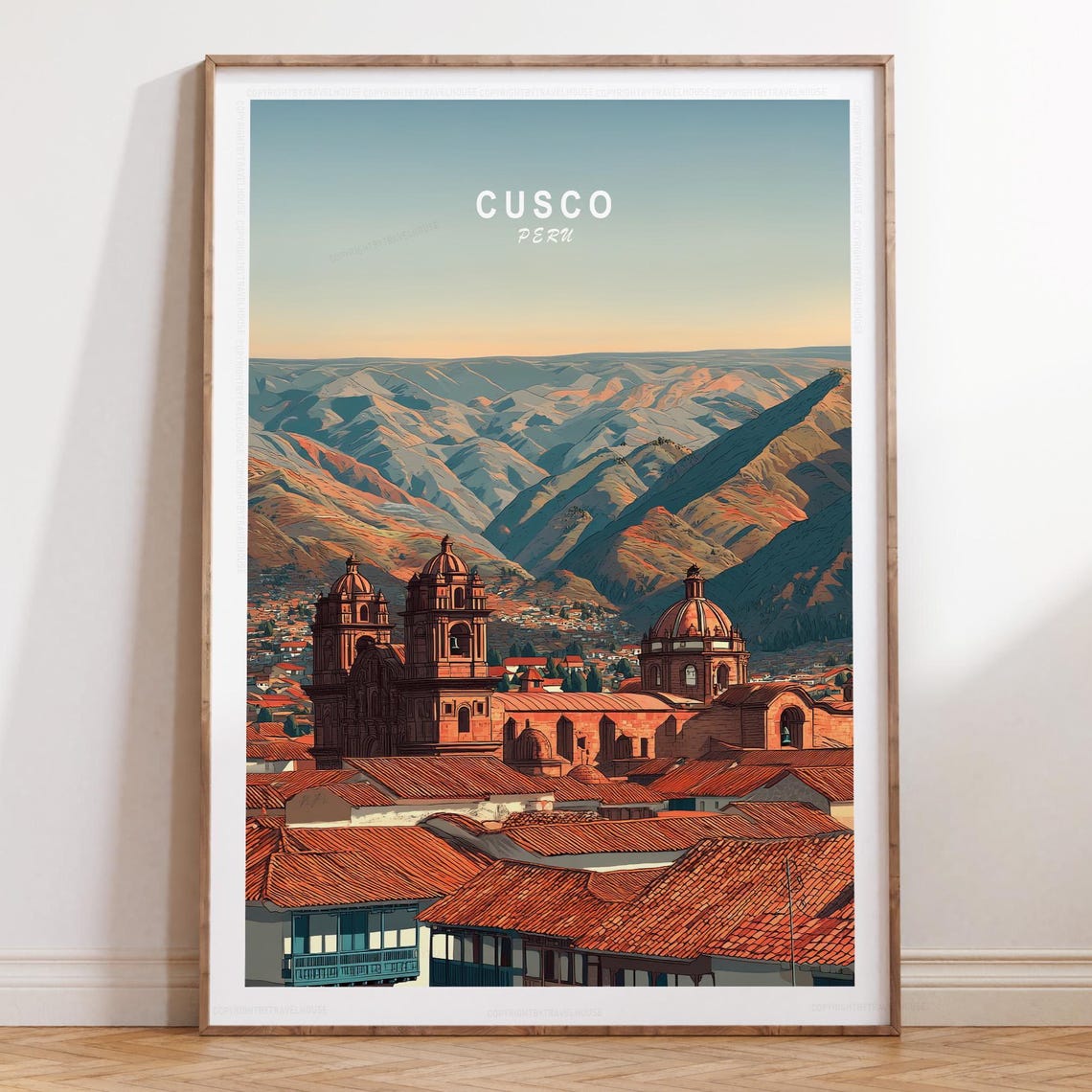 Cusco Peru Old Town Rooftops And Andes Peaks Golden Hour Travel Poster