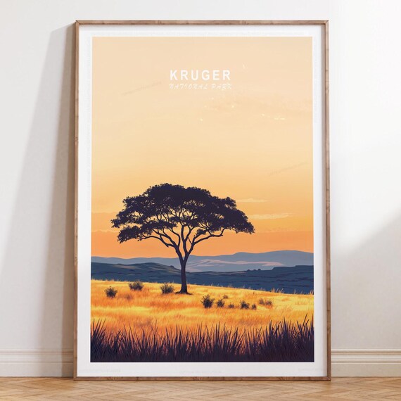 Kruger National Park Acacia Sunset Classic Top Title Safari Poster
