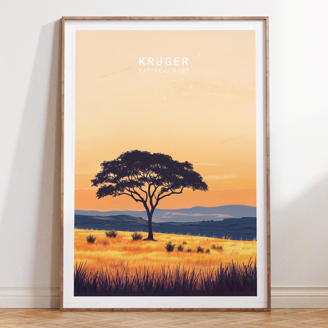 Kruger National Park Acacia Sunset Classic Top Title Safari Poster