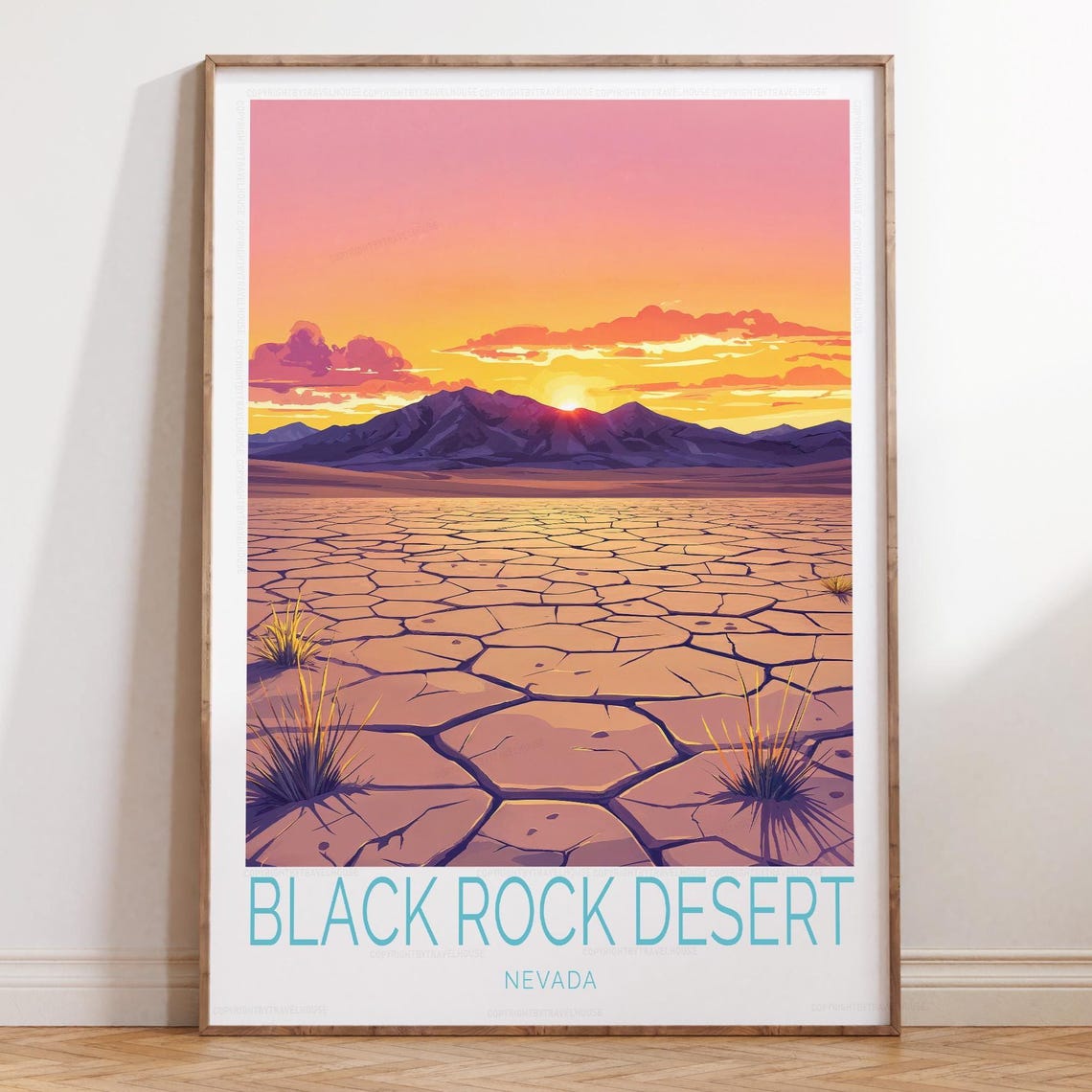 Black Rock Desert Nevada Sunset Mountain Playa Travel Poster