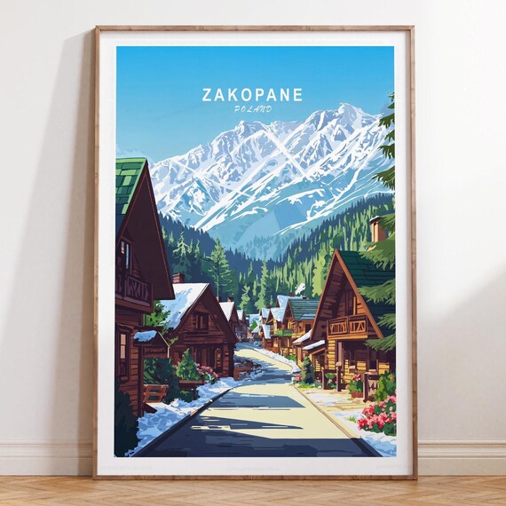 Zakopane Poland Snowy Tatra Mountain Village Winter Travel Poster