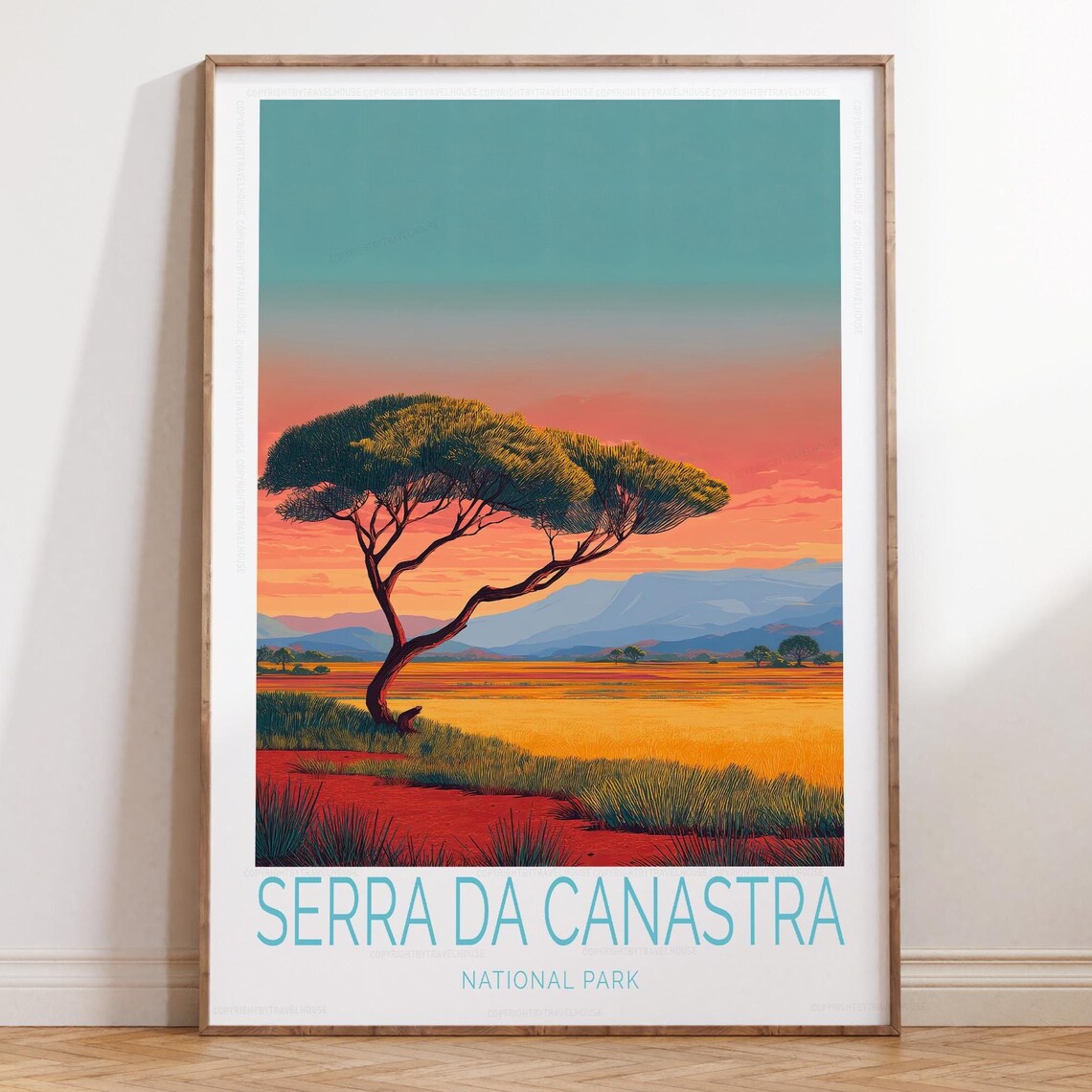 Serra Da Canastra National Park Sunset Tree Savanna Landscape Poster