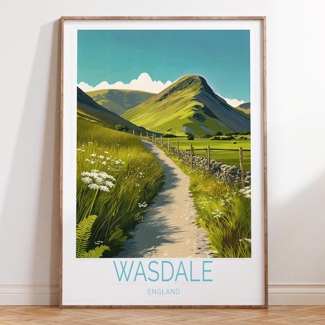 Wasdale England Dry Stone Wall Country Path Valley View Poster