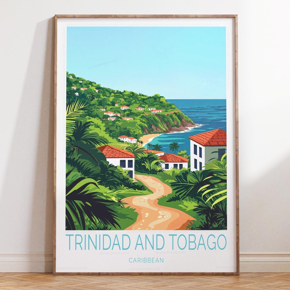 Trinidad and Tobago Caribbean Tropical Coastline Village Poster