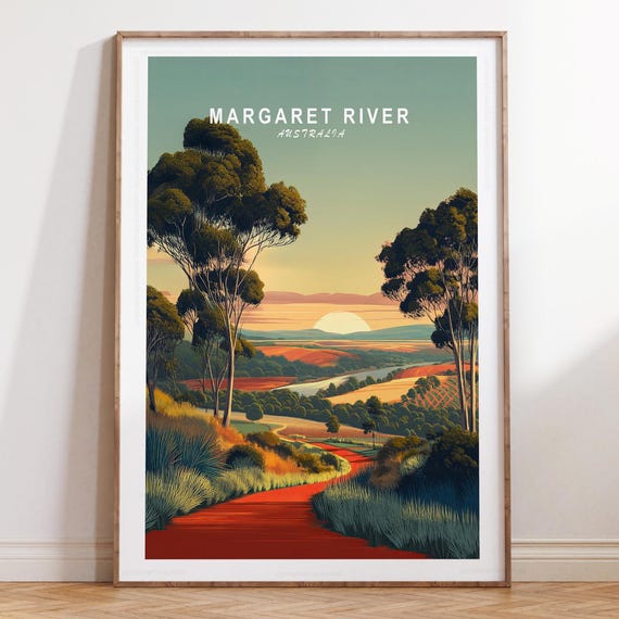 Margaret River Wall Art Print Australia Travel Poster Minimalist