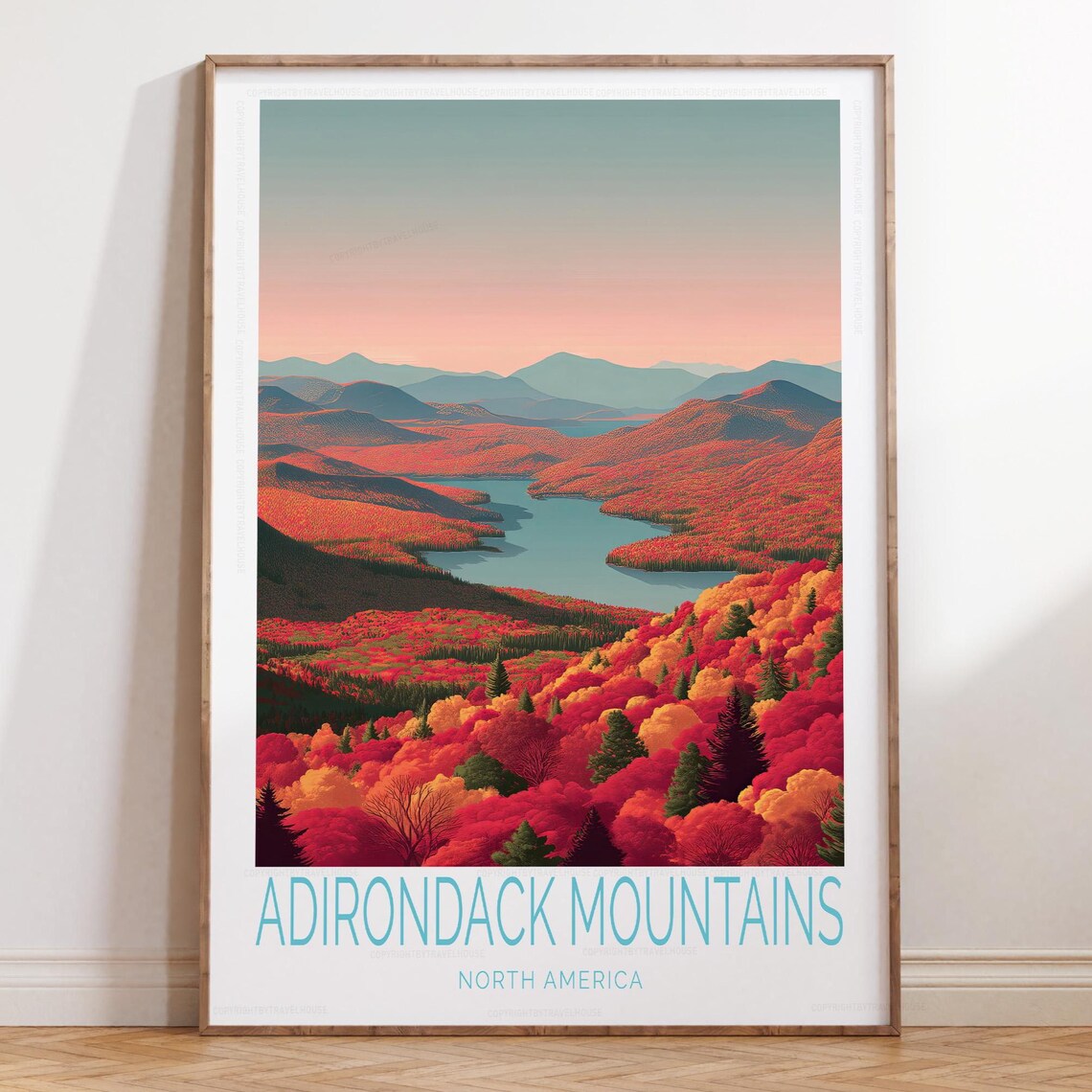 Adirondack Mountains Autumn Lake Ridgeline Scenic Overlook Poster