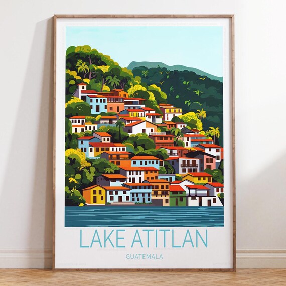 Lake Atitlan Guatemala Travel Print Poster Wall Art Home Decor Personalised Gifts