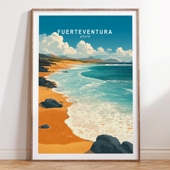 Fuerteventura Spain Rocky Cove and Turquoise Water Travel Poster