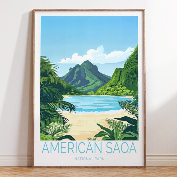 American Samoa Tropical Beach Lagoon Palm Fronds Paradise Poster