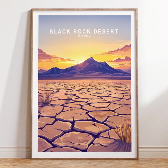 Black Rock Desert Nevada Sunrise Playa White Title Travel Print