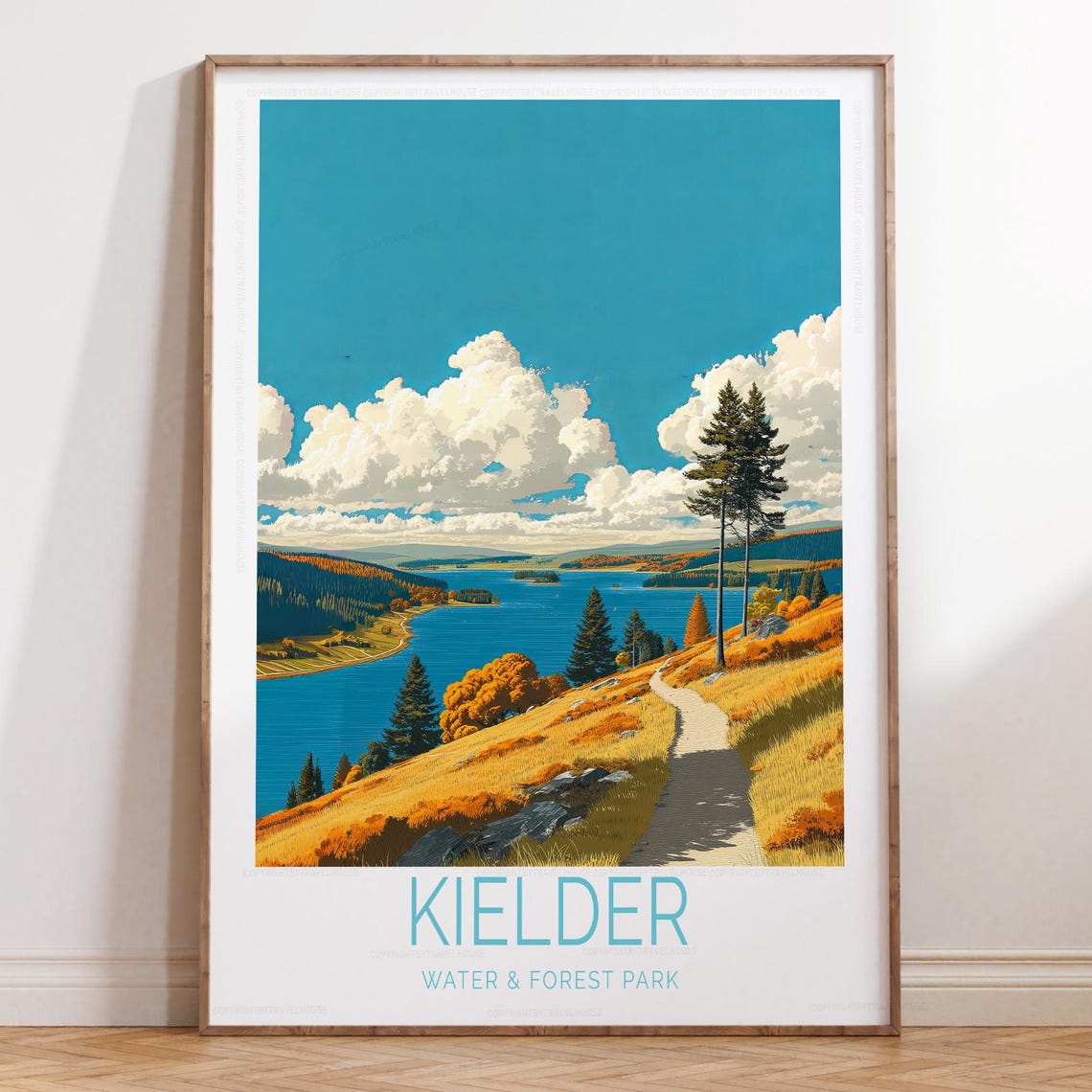 Kielder Water and Forest Park Golden Hillside Trail Travel Poster