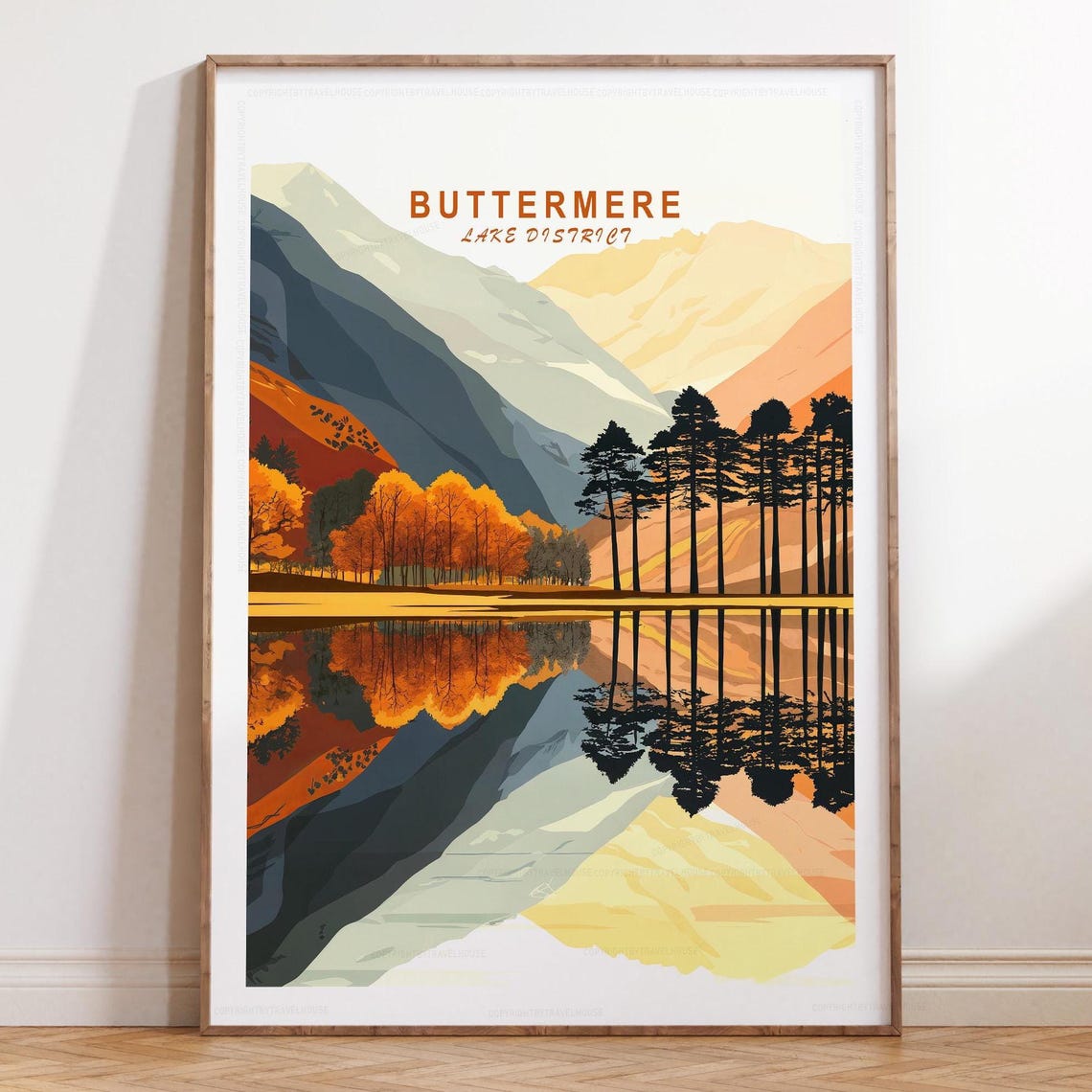 Buttermere Lake District Mountain Valley Sunset Travel Poster