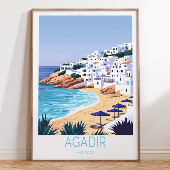 Agadir Morocco Travel Print Poster Wall Art Personalised Gifts Home Decor