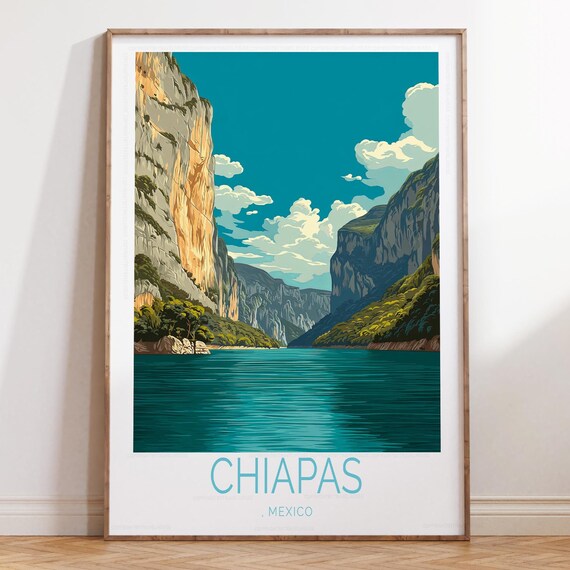 Chiapas Travel Wall Art Poster Mexico Print Personalised Gifts Birthday