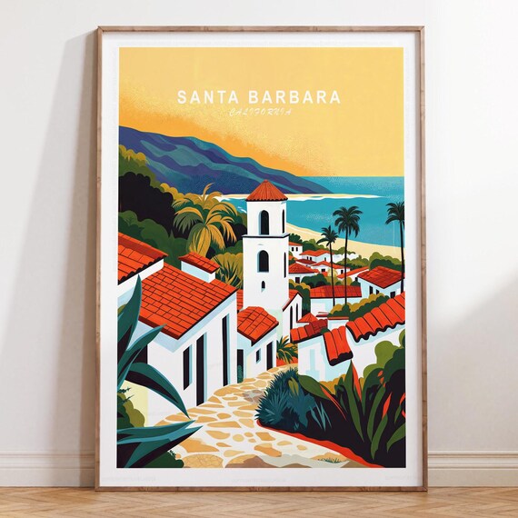 Santa Barbara California Mission Bell Tower Sunny Day Poster