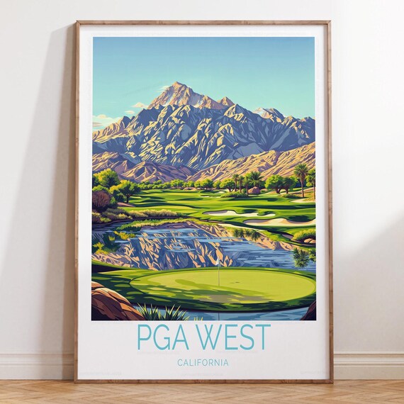 PGA West California Golf Course Mountain Lake Desert Landscape Poster