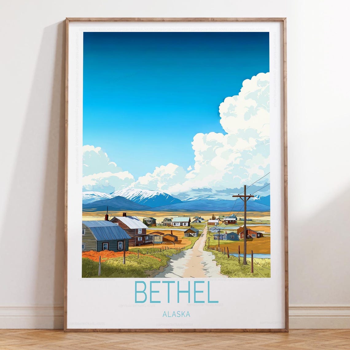 Bethel Alaska Village Mountain Road Rustic Travel Poster Wall Decor