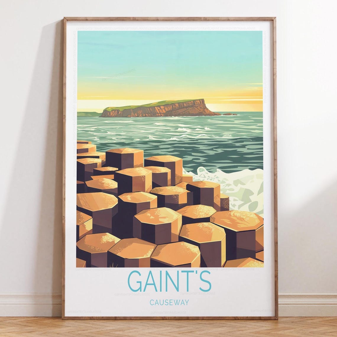 Giant's Causeway Basalt Columns Coastal Sunset Travel Poster