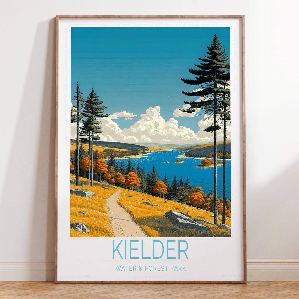 Kielder Water and Forest Park Pine Forest Lake View Travel Poster