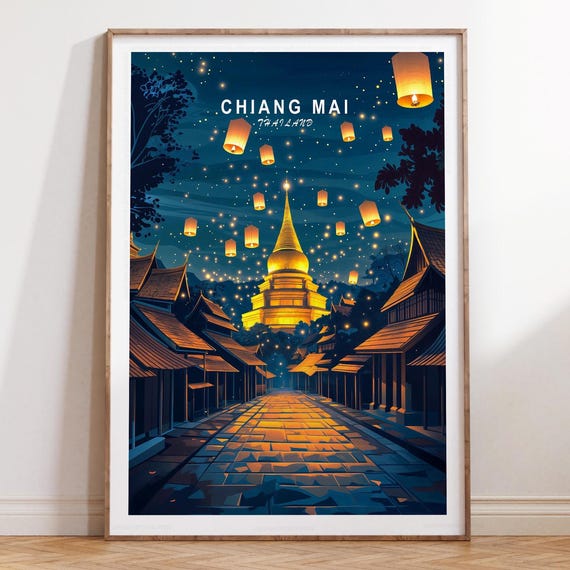 Chiang Mai Thailand Minimalist Cityscape Art Print