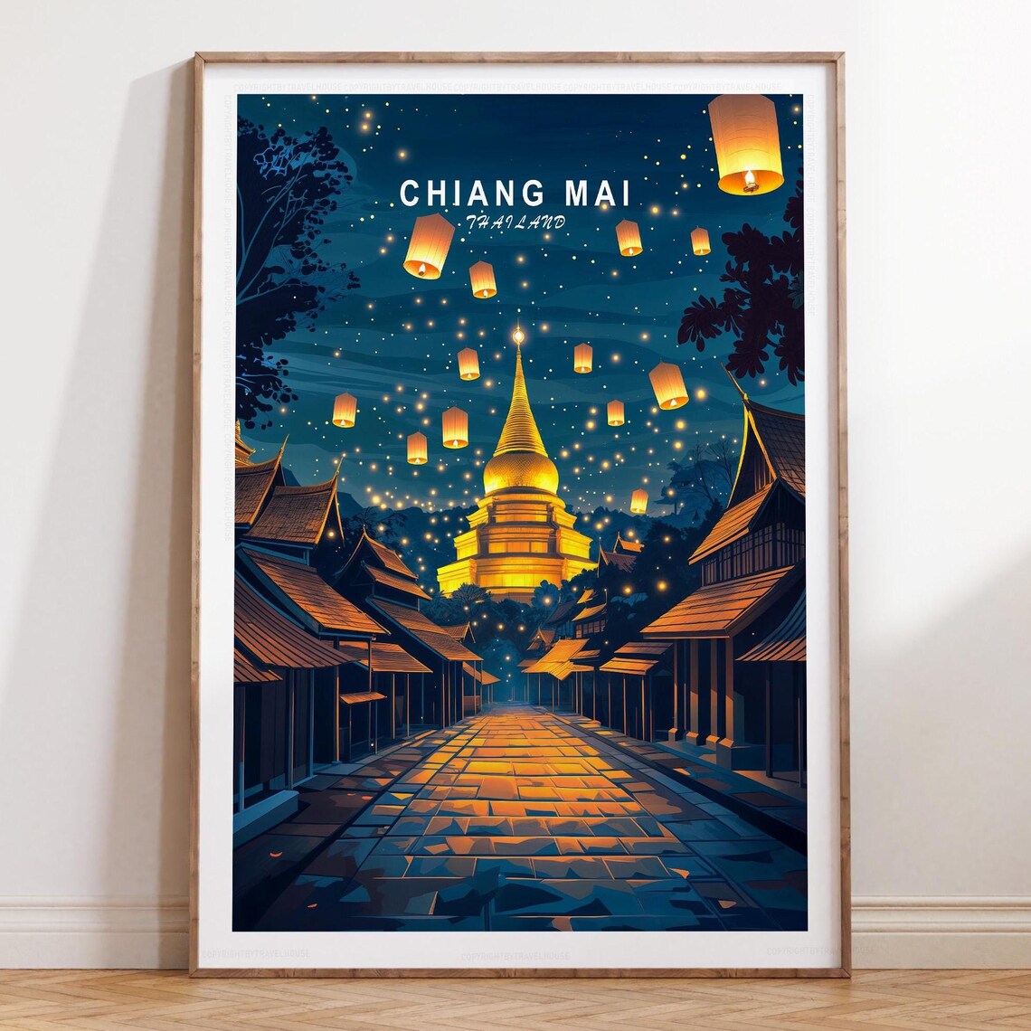 Chiang Mai Thailand Minimalist Cityscape Art Print