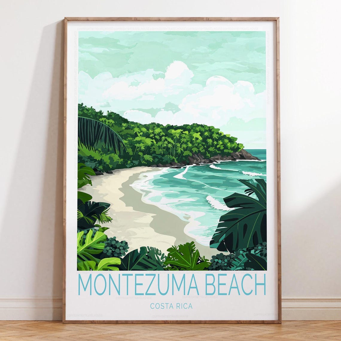 Montezuma Beach Costa Rica Classic Lush Tropical Cove Travel Poster
