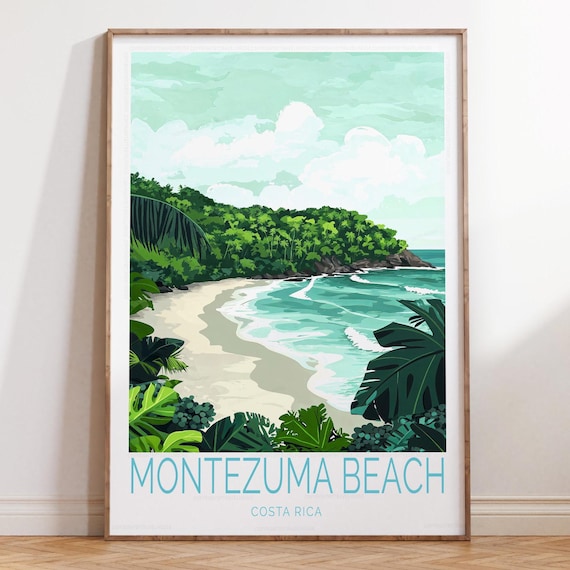 Montezuma Beach Costa Rica Classic Lush Tropical Cove Travel Poster