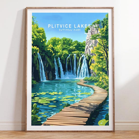 Plitvice Lakes National Park Minimalist Travel Poster