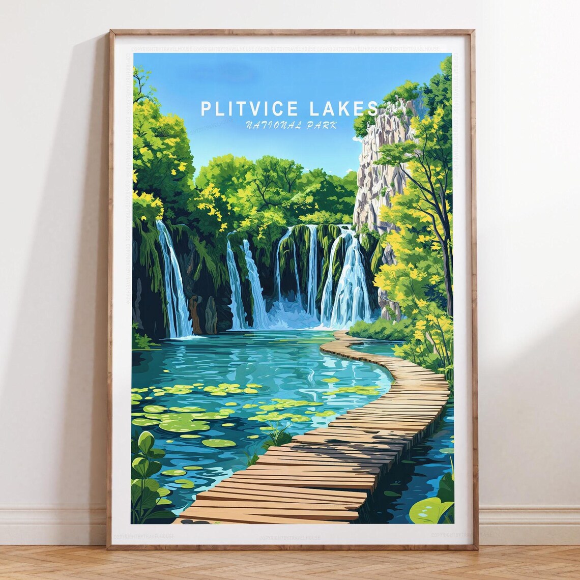 Plitvice Lakes National Park Minimalist Travel Poster