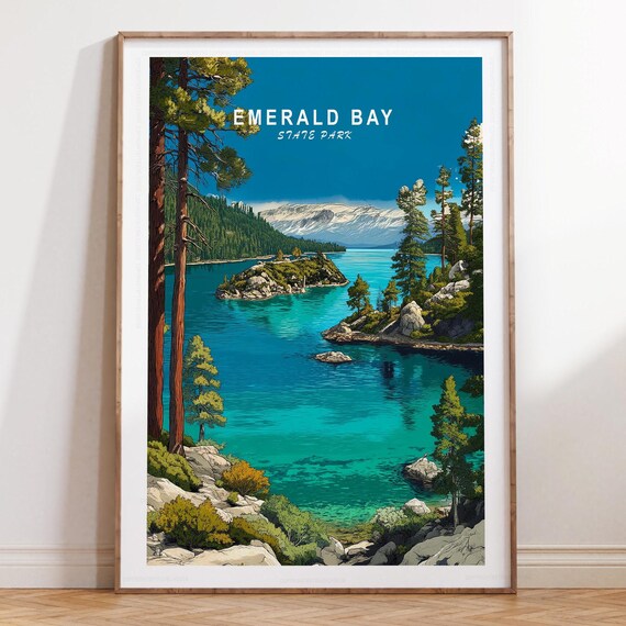 Emerald Bay State Park Lake Tahoe Turquoise Water Travel Poster