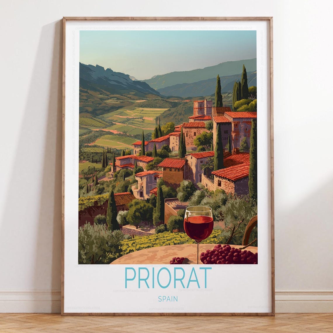 Priorat Spain Hillside Vineyards Valley Wine Lover Travel Poster