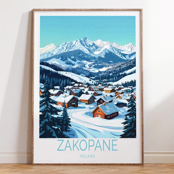 Zakopane Poland Wall Art Print Skiing Poster Winter Personalised Travel Gifts Home Decor