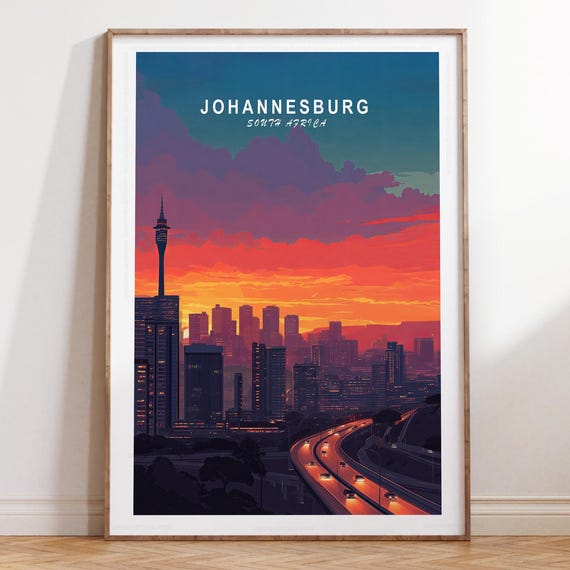 Johannesburg Travel Print South Africa Poster Wall Art Minimalist