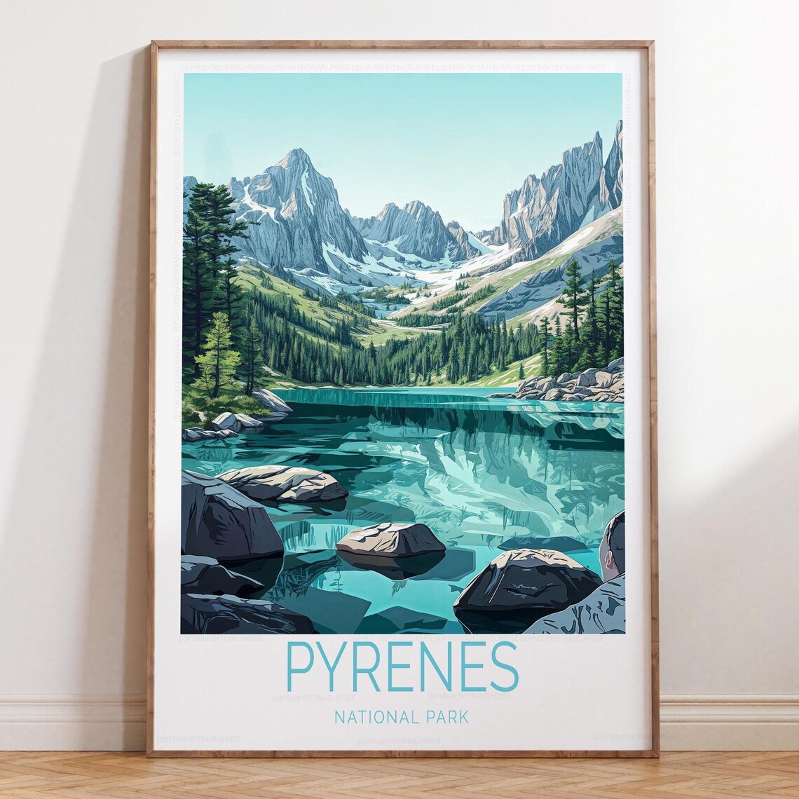 Pyrenees National Park Travel Poster, Mountain Landscape