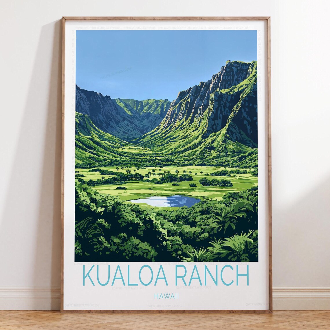 Kualoa Ranch Hawaii Travel Poster, Home Decor