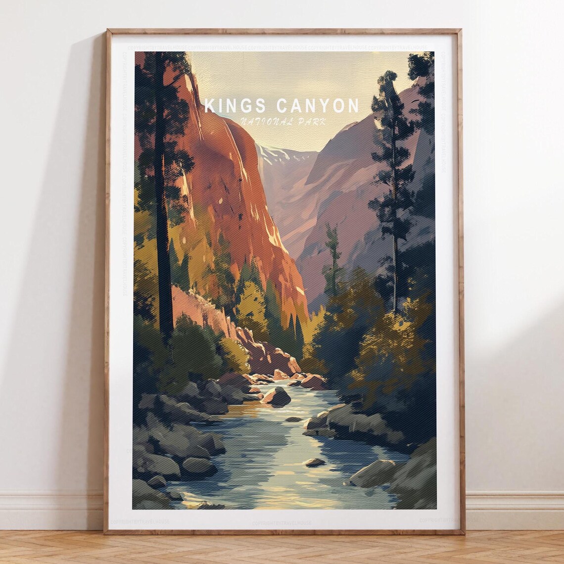 Kings Canyon National Park Canyon River Vintage Travel Poster