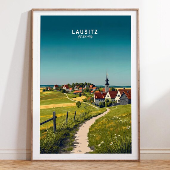 Lausitz Germany Countryside Village Road Summer Travel Poster