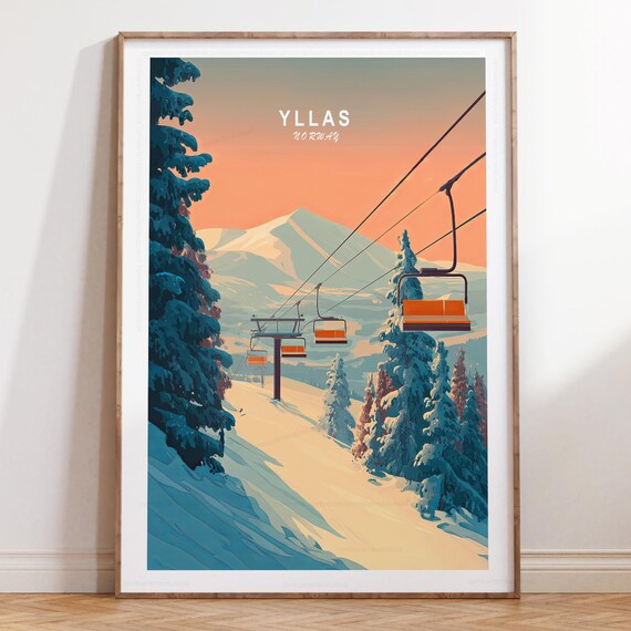 Yllas Norway Alpine Chairlift Ride Golden Hour Travel Poster