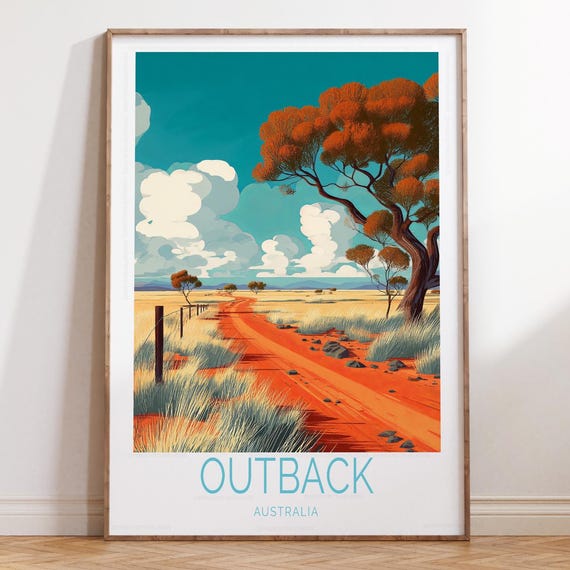 Outback Travel Print Australia Wall Art Poster House Warming Gifts Wedding