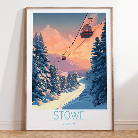 Stowe Vermont Wall Art Print Winter Poster Skiing House Warming Gifts Personalised Travel