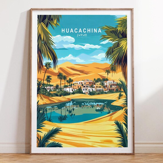 Huacachina Wall Art Print Peru Travel Poster Minimalist Wedding Gifts