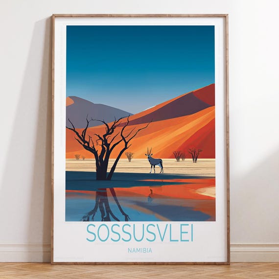 Sossusvlei Namibia Travel Poster Print Wall Art House Warming Gifts Wedding